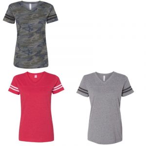 Top Pick - LAT Women's Football V-Neck Fine Jersey Tee - 3537
