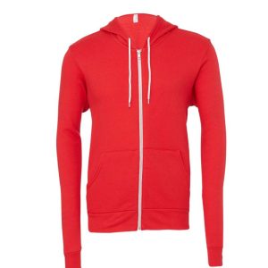 BELLA + CANVAS - Red Unisex Sponge Fleece Full-Zip Hoodie - 3739